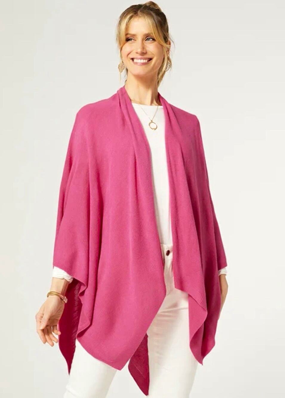 COCO + CARMEN Kiara Lightweight Bright Rose Versatile Wrap - One Size 48 * 25.5”